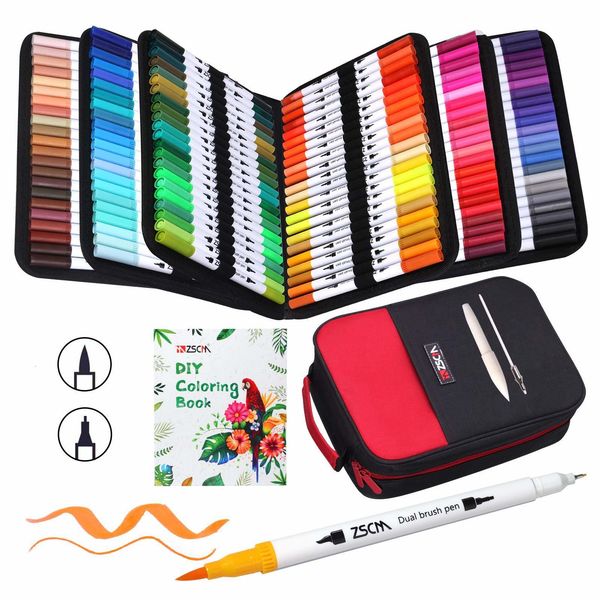 Markers 12-160 Colors Brush Pens Art Markers Artist Fine Brush Tip Drawing Calligraphy Kids Gifts Crafts Journaling School Supplies 230803