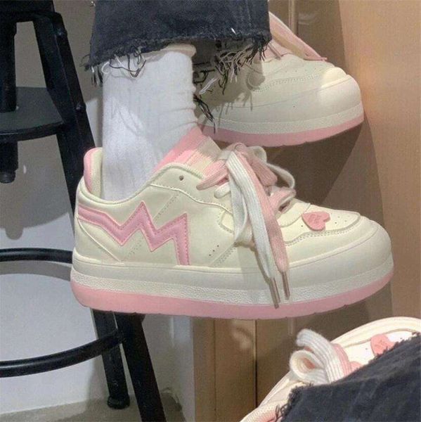 2023New Japanese Casual Canvas Kaw aii Pink Flat Women&#039;s Sneakers Platform Sports Shoes Vulcanize Running Lolita Tennis Fashion
