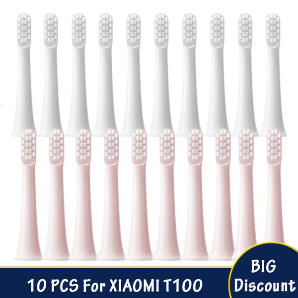 10PCS For XIAOMI MIJIA T100 Replacement Brush Heads Sonic Electric Toothbrush Vacuum DuPont Soft Bristle Suitable Nozzles o240625