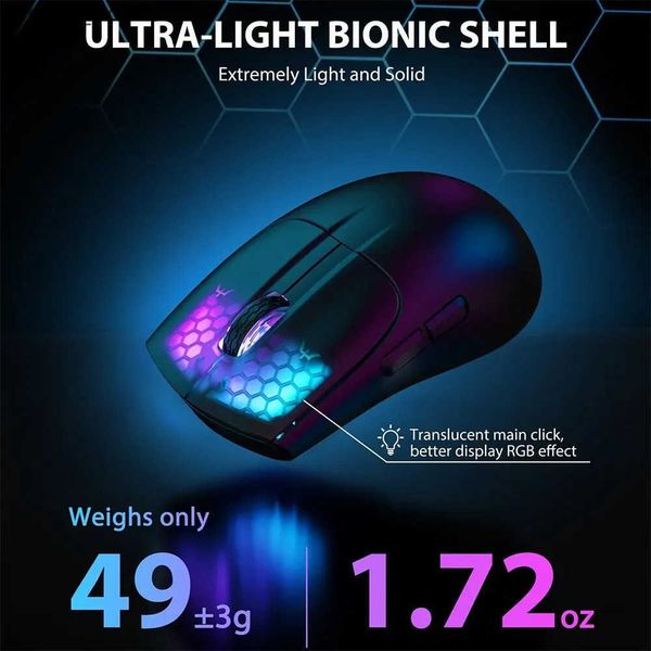 Mice Attack Shark X5 Wireless Gaming Mouse 3 Modes BT-2.4Ghz-USB-C Lightweight PAW3212 Sensor Rechargeable RGB Mice for PC Gift L240910 L091