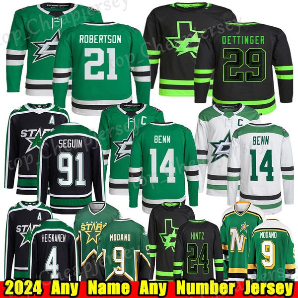 #21 Jason Robertson Dallas hockey jersey #29 Jake Oettinger Jamie Benn Tyler Seguin Miro Heiskanen Joe Pavelski Roope Hintz Mike Modano Wyat