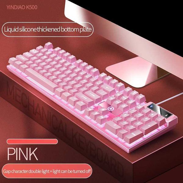 K500 Pink Keyboard Mixed Color White Pink Keycaps 104 Keys Wired Gaming Keyboard for Laptop PCLX241031