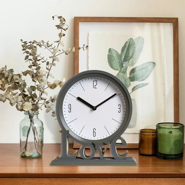 European-style Plastic Silent Creative Desk Clock Retro Living Room Decoration Clock Desktop Display Clock 241212