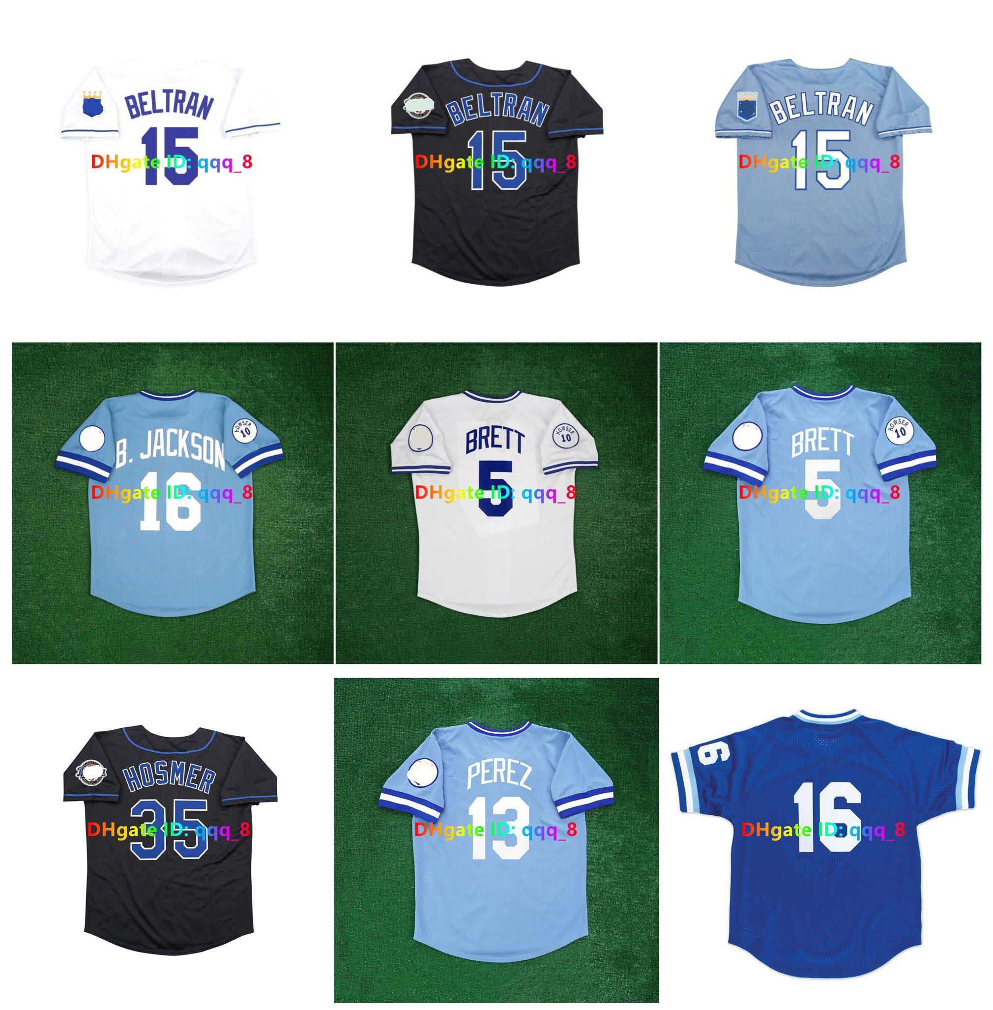 Bo Jackson George Brett KC Throwback Baseball Jerseys Royals Carlos Beltran Alex Gordon Salvador Perez Mike Moustakas Hideo Nomo Dan Quisenberry Gib