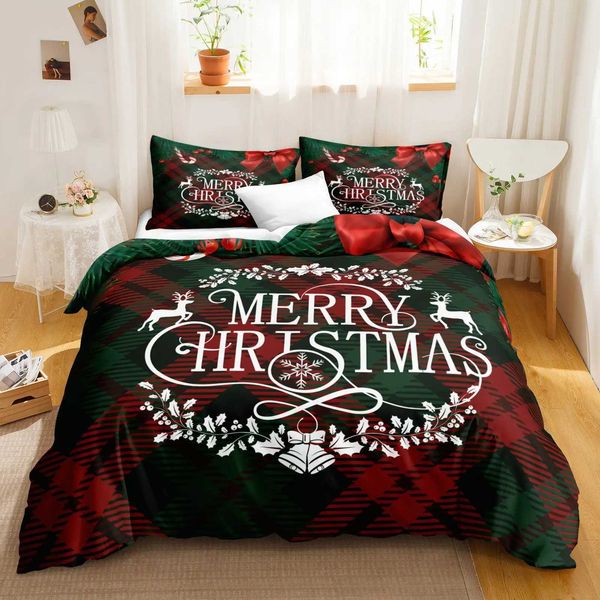 Bedding sets 3 pieces of multi-color down duvet covers bedding for night comfort Christmas pattern bedding soft polyester fiber bedding T241