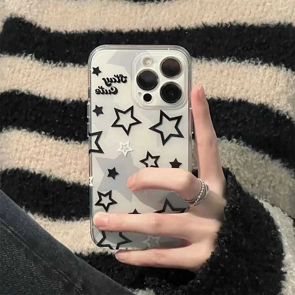 Capa de telefone coreana CAREFUNA CARELHA VENÇÃO TRANSPARENTE DE TRANSPARENTE PARA iPhone 16 13 11 12 14 15 Pro Max XR 15 Plus Se mini adorá