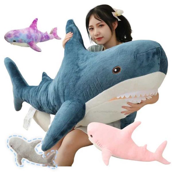 Plush doll Simated Shark Sea Creature Blue Grey Fish Toy Super soft Dolls low Bed Decor Birthday Gift for Girls Boys Z241109