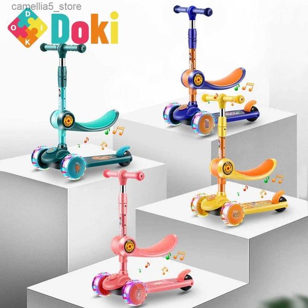 Bicicletas Ride-Ons Childrens Kick Scooter Dobring Skateboard Kids Altura ajustável Luz piscando 3 rodas Scooters de pé menino Girl Gifts Q2