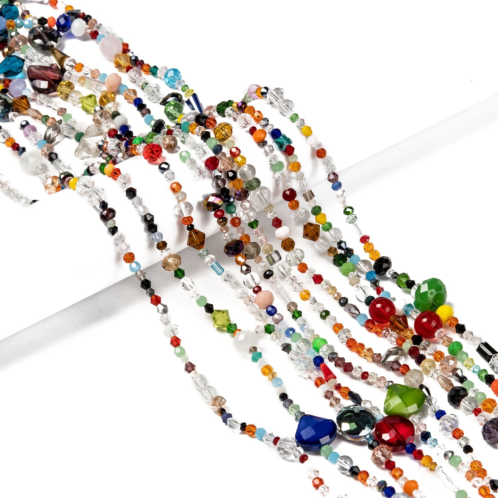 TEMU Random Mixed Cut Glass Beads, About 85~100 Pieces- String Suitable For Diy Bracelets, Necklaces And Earrings