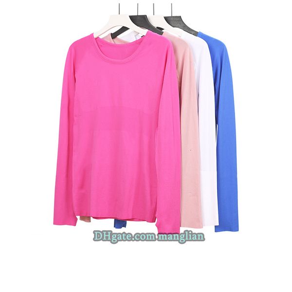 Yoga Long Sleeve T-Shirt for Women Quick-Dry Fitness Top Elasticity Stylish Line Details Lightweight Activewear Gym Training Solid Color Des