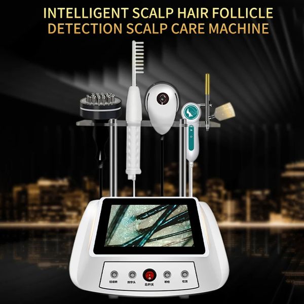 All-in-one Scalp Care Hair Health Device 5 Handles HD Follicle Camera Scalp Massage High Frequency Comb Meridian Brush Hair Loss Treatment D