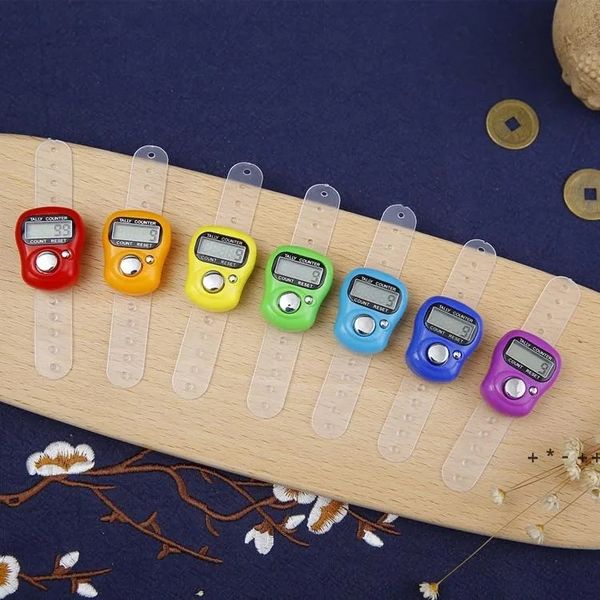 wholesale Mini Hand Hold Band Tally Counter LCD Digital Screen Finger Ring Electronics Head Count Buddha Electronic Counters 10 Colors
