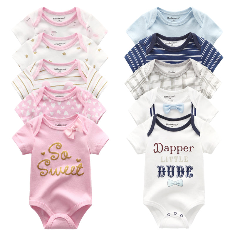 Rompers 5PCS-Lot Baby Boys Clothes Unicorn Girls Clothing Bodysuits Baby Girls Clothes 0-12M born 100%Cotton Roupas de bebe 230317