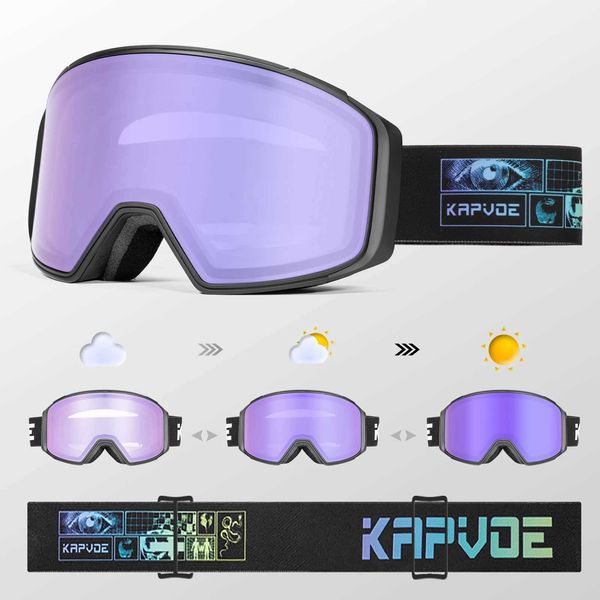 Ski Goggles Kapvoe New Red Photochromic Men Winter Ski Goggles Color Snowmobile Anti-Fog Snowboard Goggles Women Outdoor Ski Equipment UV400
