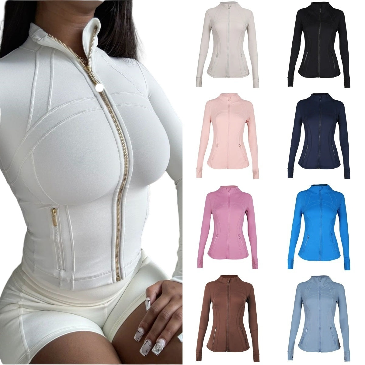 2025 5A Women designer Yoga Cropped DF Jacket Outfit Women Gold Zipper Activewear Slim Fit Zip Thumb Hole Running Workout Fitness Lululiness lemoniz