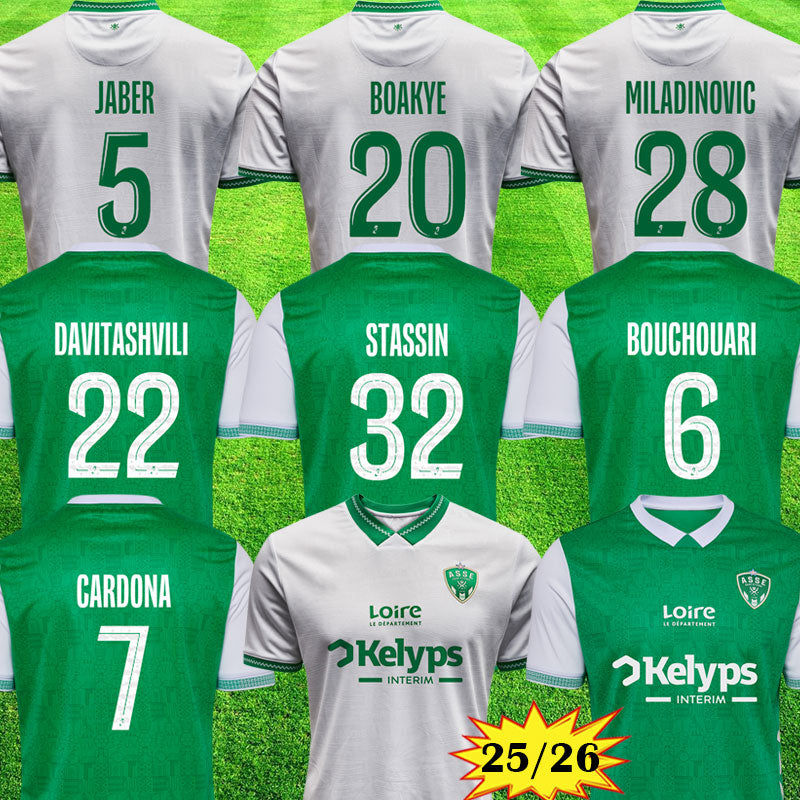 25 26 maillots AS Saints Etienne Soccer Jerseys Goalkeeper 2025 2026 maillot ASSE Etienne STASSIN DAVITASHVILI Football shirts equipment boutique de