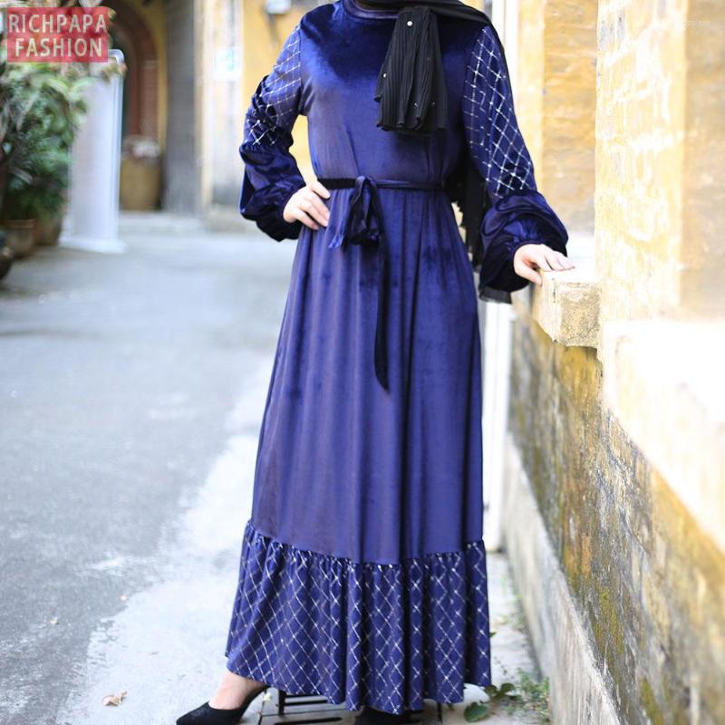 Ethnic Clothing Women Hijab Muslim Dress Velvet Abaya Turkish Dresses Dubai Islamic Caftan Kaftan Islam Robe Vetement Femme Musulmane