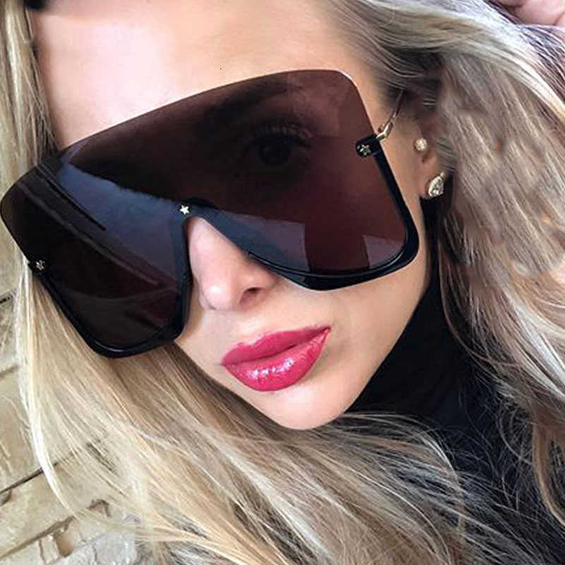 Fashion half-frame sunglasses Oversized Half Frame One Lens Luxury Mirror Sunglasses Brand Designer Star Men Women Uv400 Eyeglasses 50626