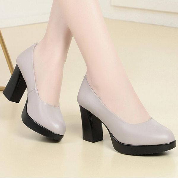 High AIYUQI New 2024 Spring Genuine Leather Fashion Large Size Thick Heel Women Dress Shoes a953