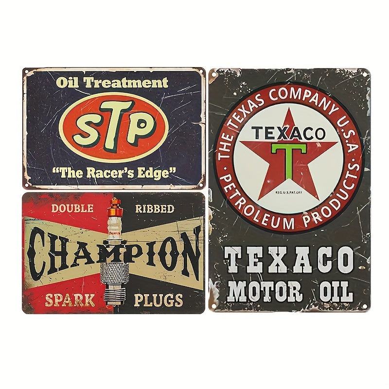 TEMU 3pcs Vintage Metal Tin Signs Retro Garage Signs For Men Wall Decorations Old Posters Oil And Gas Station Sign Man Cave Decor 8×12 Inch