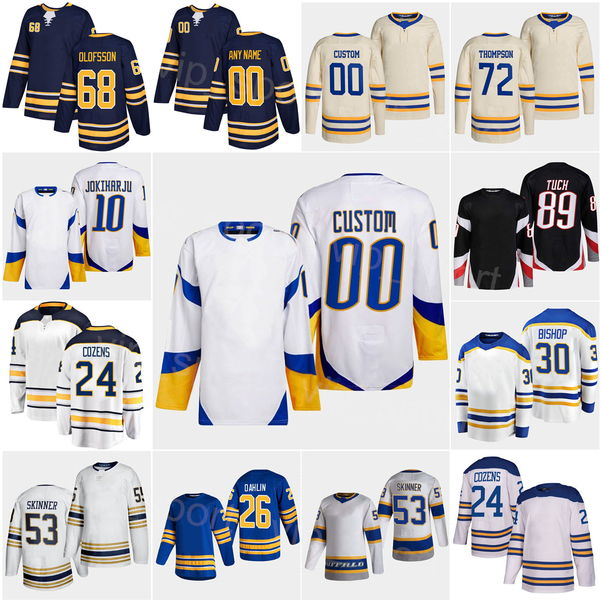 2023 Reverse Retro Hockey 89 Alex Tuch Jerseys Heritage Classic 72 Tage Thompson 26 Rasmus Dahlin 53 Jeff Skinner 21 Kyle Okposo 24 Dylan Cozens 68