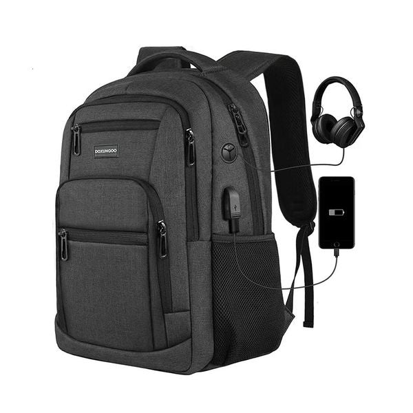 Large Capacity Waterproof And Breathable Backpack 15.6-inch Computer Bag USB Reserved Port For Headphone Cable DOXUNGOO 241214