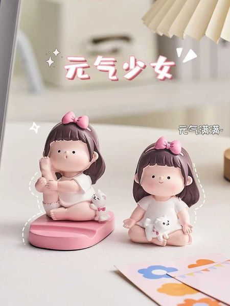 Cell Phone Mounts Holders Yoga Girl phone desktop stand Cute girl work place desk decoration decompression healing small gift J241108