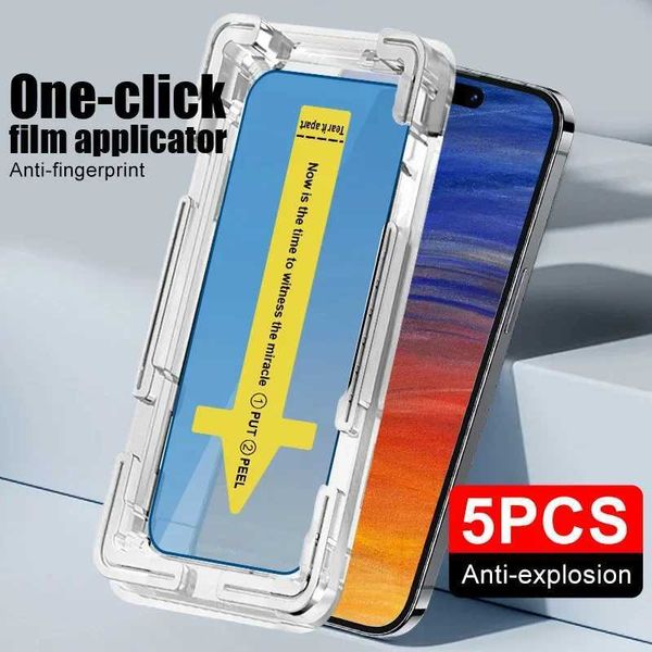 Cell Phone Screen Protectors 5Pcs Tempered Glass Smartphone Film For iPhone 16 Pro Max Protective Film 15 Pro 14 Plus Phone Screen Protector