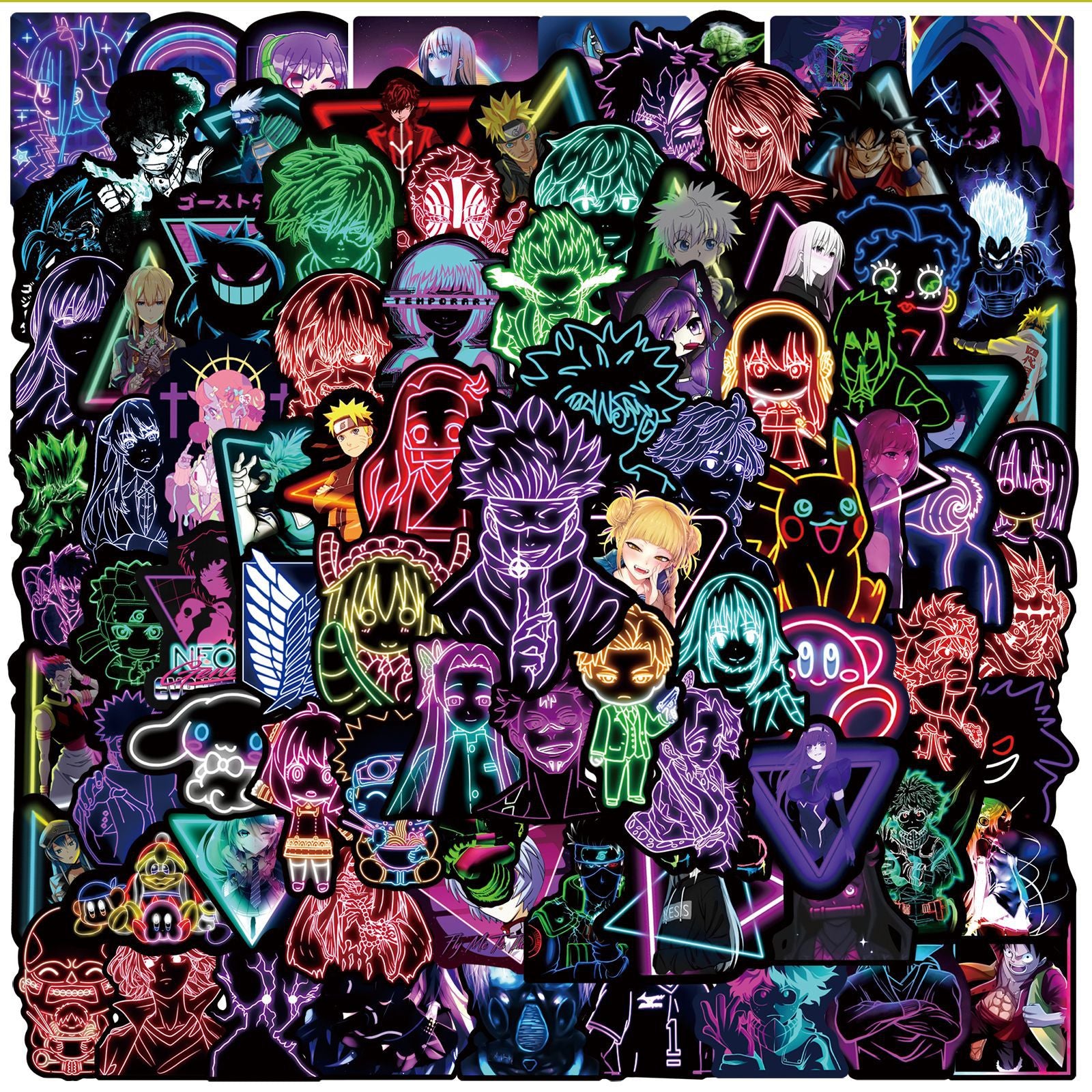 100 Neon Anime Graffiti Stickers Suitcase Helmet Notebook Thermos Cup Motorcycle Waterproof Stickers