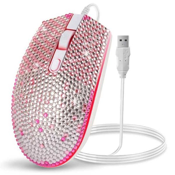 Mice Cute Rhinestone wired optical mouse silent rope mouse birthday and Valentines Day new mouse CL241230