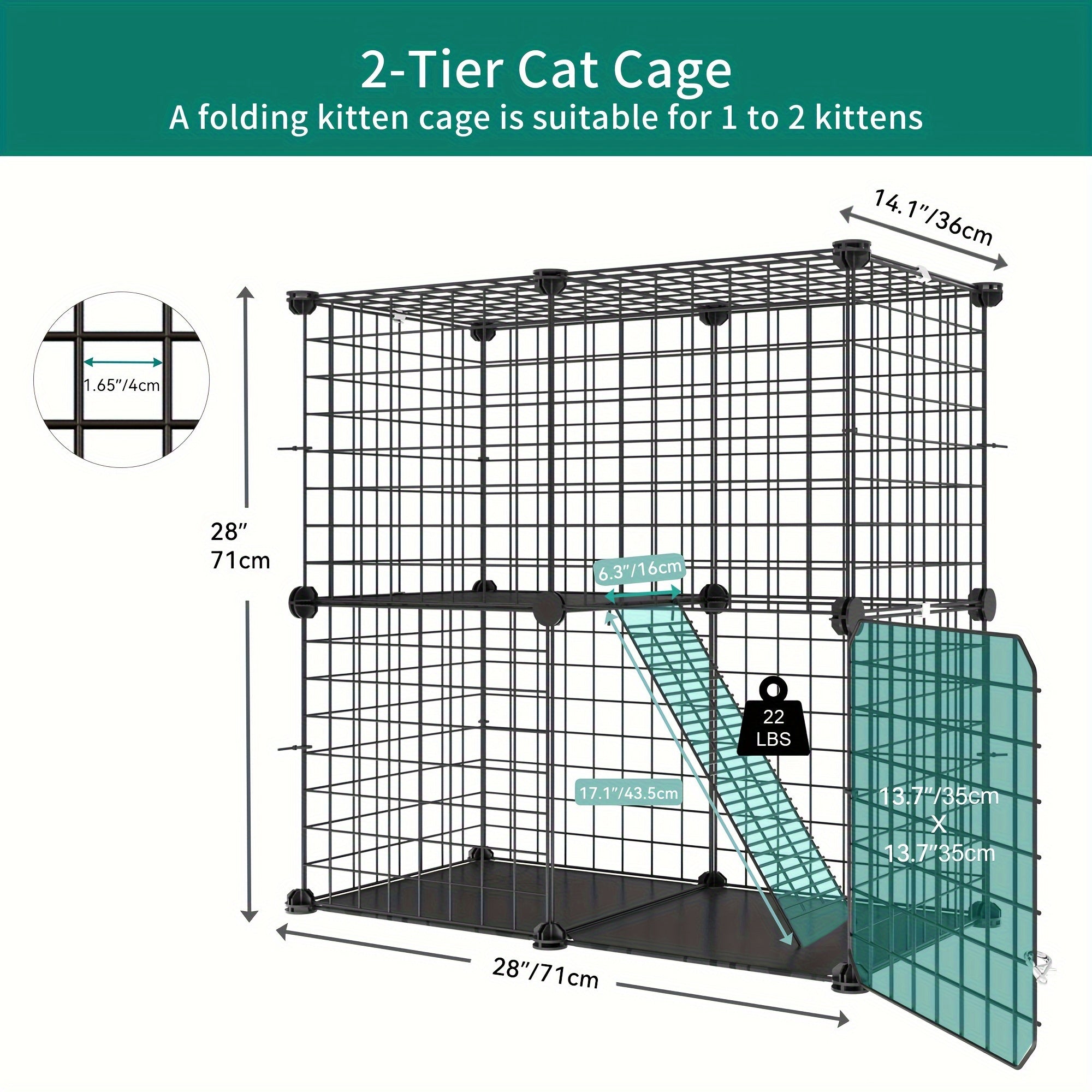 TEMU Balconera Indoor Cat Cage 2 Tier Kitten Cage House Outdoor Cat Enclosure Ferret Cage Diy Pet Playpen Detachable Metal Kennel For Small Animal,