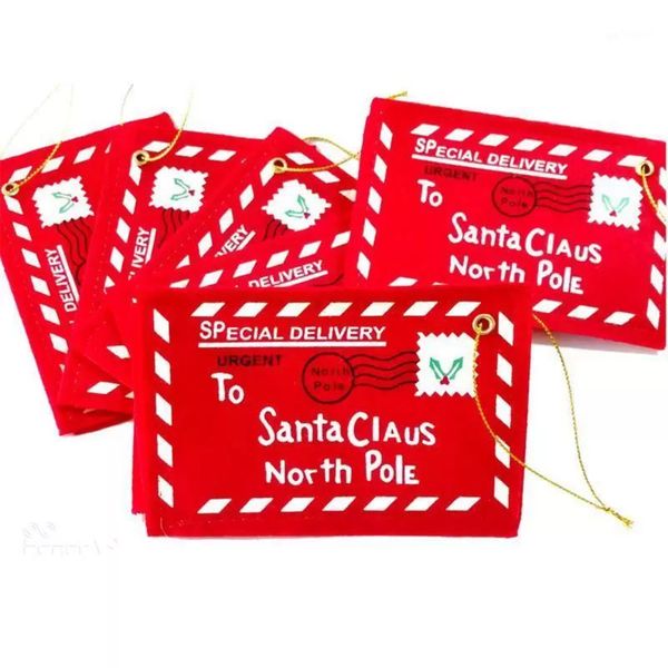 Christmas Decorations 5pcs-lot Letter Candy Bag To Santa Claus Felt Envelope Embroidery Ornament Children Kids Gifts Wholesale wly935