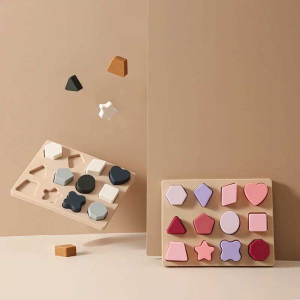 Baby Montessori BPA Free Silicone Toys Colorful Geomet Jigsaw Puzzle Nested Stacking Toys Children Shape Cognitive Learning Toys Y240820