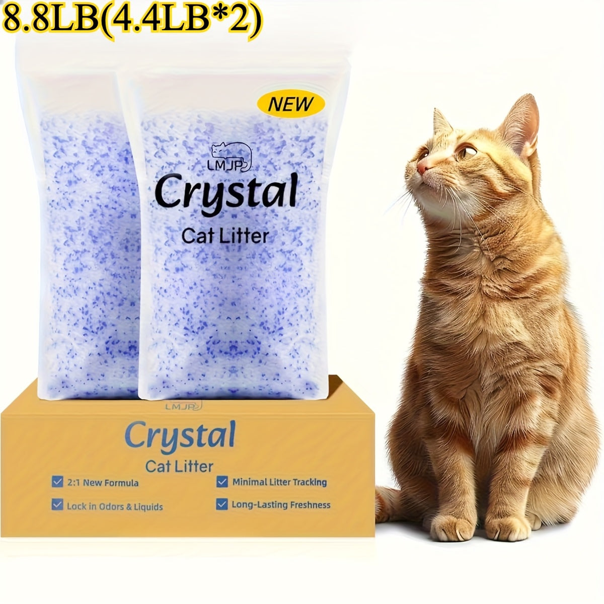 TEMU 8.6-4.3 Lbs Total Cat Litter, 2 Months Lasting - & Absorption, Non-clumping, Low Tracking Silica Gel, 8.6 Lbs Total(2 Bags Of 4.3 Lb) -