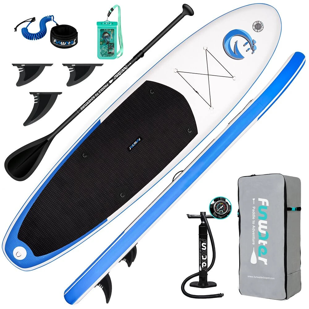 [EU Direct] Funwater 11'*33'' 335cm Inflatable Stand Up Paddle Board with Adjustable Paddle Travel Backpack Leash Waterp