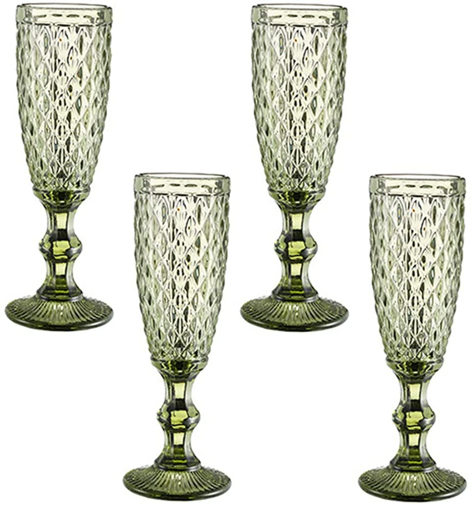 Wine Glasses 150ml Vintage Embossed Red Glass Goblet Cup Retro Juice Water Drinking Champagne Wedding Party