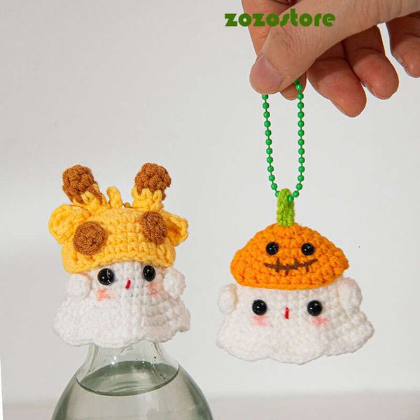Kawaii Knitten Wool Ghost Doll Halloween Home Decoration Creative Crochet Dolls Pendant Keychain Halloween Party Gift Room Decor E6a
