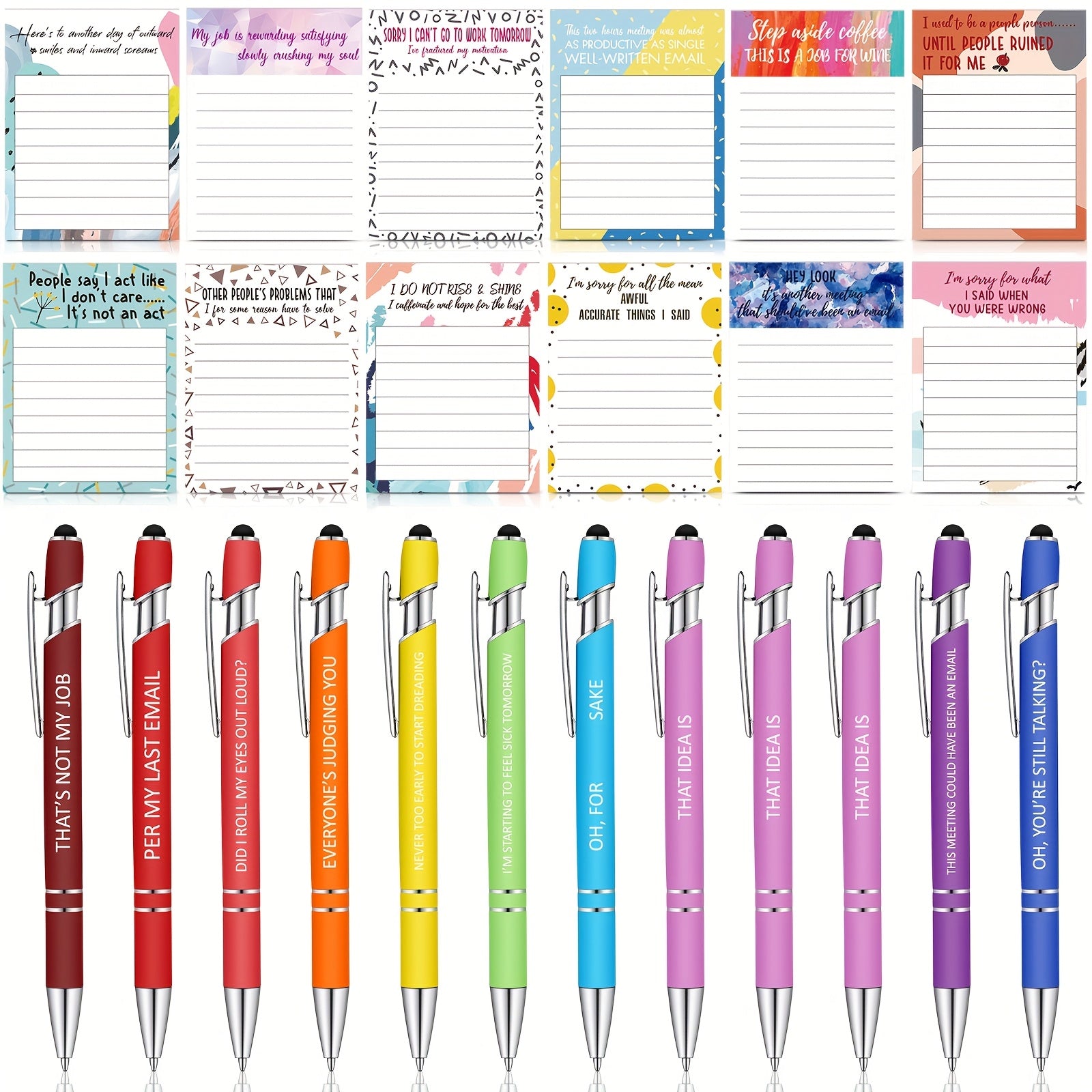 TEMU 24pcs Sarcastic Sticky Notes With Pens - 3x4 Inch Funny To-do List Notepads For Adults, Coworkers, Nurses & Employee Appreciation Gifts