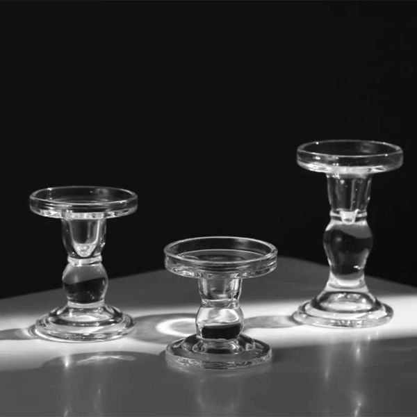 Candle Holders Ins Glass Candle Holders Candlestick Luxury Transparent Candle Tray For Wedding Party Romantic Decoration Ornaments Candlesti