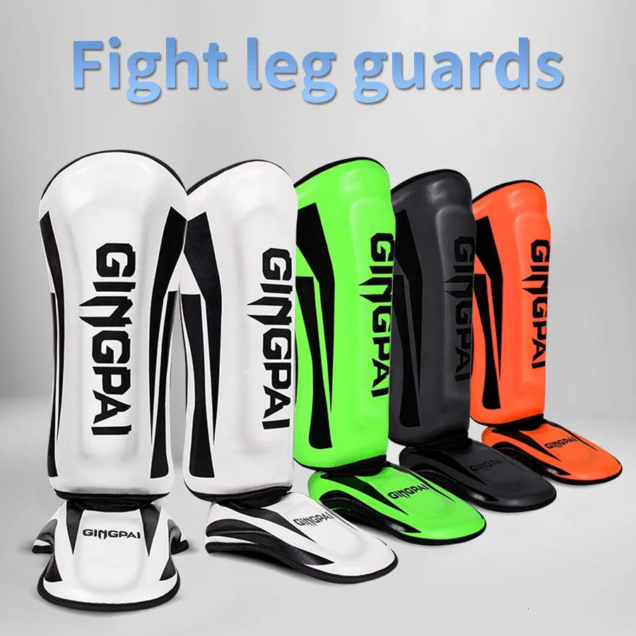One Pair High-Quality PU Leather Boxing Shin Guards Ankle Protector MMA Muay Thai Training Leg Warmers Light Kicking Shin Pads 250717