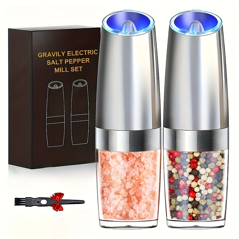 TEMU 2pcs Electric Salt & Pepper Grinder Set - Gravity-powered With Operation, Adjustable Coarseness, Battery-powered ( Included-sim-free) & Led