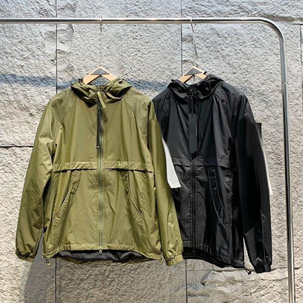 Mens Jacket Lapel Neck Windbreaker jacket coat Italian Nylon Embroidered badge Clothes Outerwear