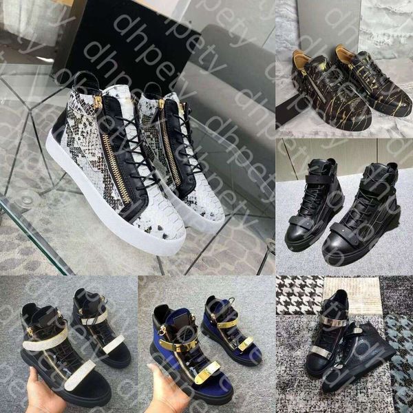 Sapatos de grife masculino Men Old Classic Star Italian Brand Rivet Shops Shop Shoes Sparkg Leather Snakeprint High Top Sneakers Giuseppe Zi