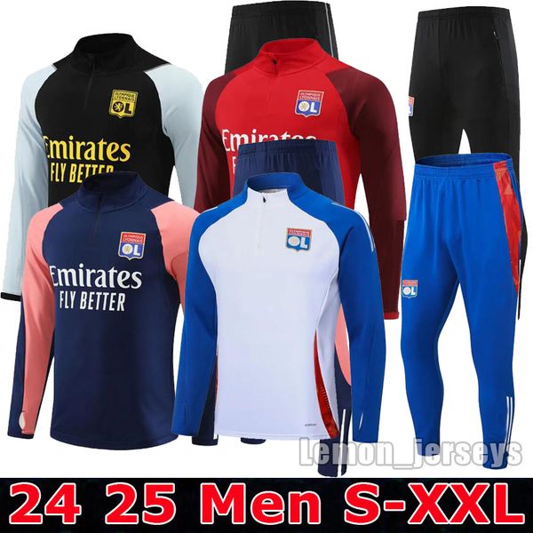 2024 2025 Lyon footbal Training clothesl soccer jersey kit 24 25 AOUAR BARCOLA DEMBELE Olympique Lyonnais tracksuits chandal futbol survetem