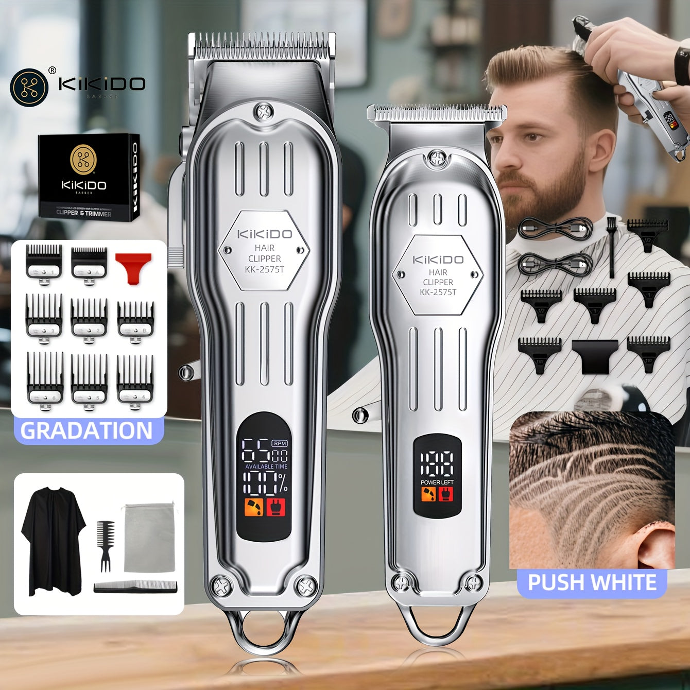 TEMU Kikido, High End Chip, Hair Clipper Set, Shaver, Dual Hair Clippers, Stylish And Simple, Nose Hair Clipper, With Led, Hair Clipper, Electronic