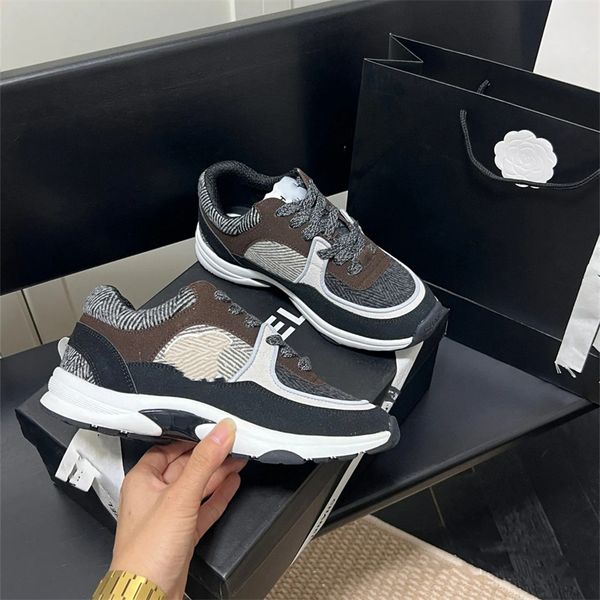 Channel Shoes Designer Luxury Womens Casual Outdoor Running Shoes Reflective Sneakers Vintage Suede Leather And Men Trainers Fashion Derma M