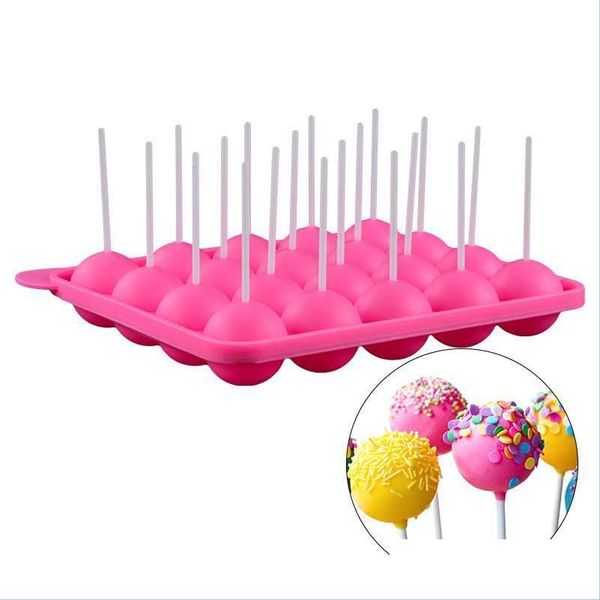 Baking Moulds 20 Holes Round Lollipop Sile Mod Baking Spherical Chocolate Cookie Candy Maker Pop Mold Stick Tray Cake Mods Drop Deli Dhuln
