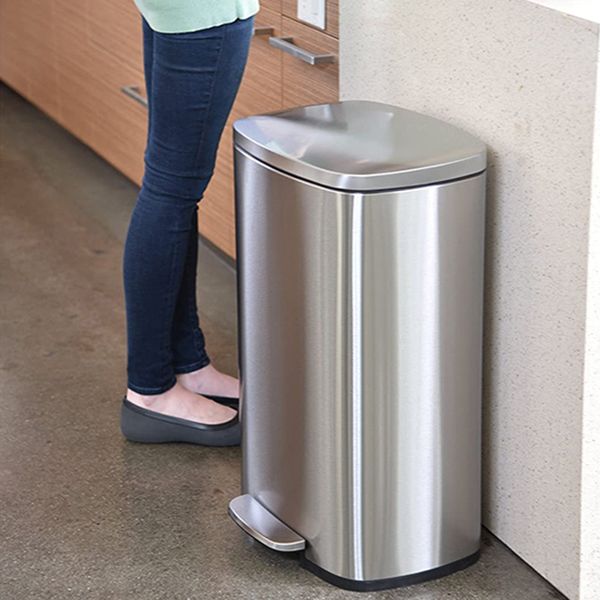 Waste Bins 30L-50L stainless steel stepper trash can pedal able trash can used for kitchen office home silent storage bin kitchen trash can