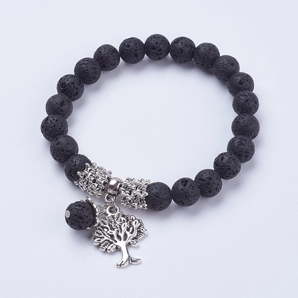 Natürliche Lava Rock Stretch Charm Armbänder