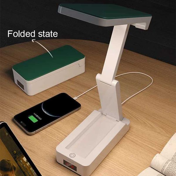 Portable Foldable Lamp With Clock USB Charging Type Fold LED Desk Lamp Energy Saving Rechargeable LED Reading Light Z241123